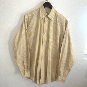 Hermes Yellow and White Striped Casual Button-Down Shirt